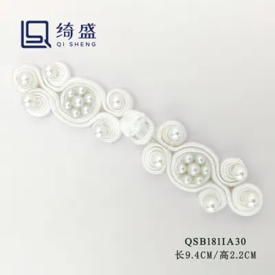 Boutons personnalisés de style chinois/bouton de noeud chinois/bouton de noeud chinois de couleur blanche avec perle